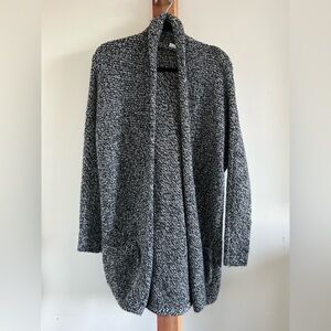 GAP Women's Marled Gray Knit Open Front Cardigan Sweater Shawl Pockets Size XS